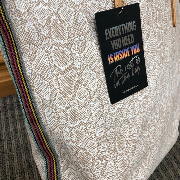 Stylish Beige and Purple Tote Bag - Picture 3 of 4